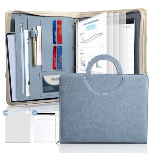 BRAVE ELK Zippered Padfolio Portfolio Binder, 40 Sleeves & Tablet Holder Case - Image 1
