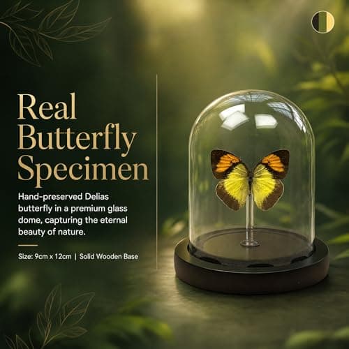 Real Taxidermy Butterfly Specimen Orange Pink Butterfly Shadow Box, Butterfly Gifts for Women Girls with Glass Cover, Butterfly Decor for Bedroom Office Living Room Desk - Thumbnail 4
