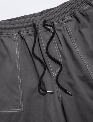 ZAFUL Men's Cargo Pants Digital Camouflage Branch Shaped Print Drawstring Waist Loose Casual Trousers with Pockets (4-Dark Grey, L) - Thumbnail 4