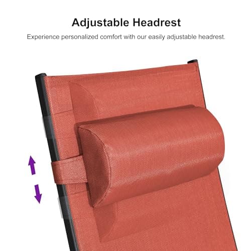PURPLE LEAF Patio Chaise Lounge Set Outdoor Lounge Chair Beach Pool Sunbathing Lawn Lounger Recliner Chair Outside Tanning Chairs with Arm for All Weather Side Table Included Coral Red - Thumbnail 4