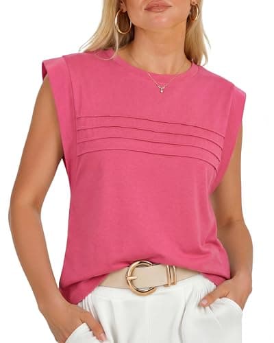 Cap Sleeve Tops for Women Summer Top Basic Tee Shirts MFXL Pink - Image 1