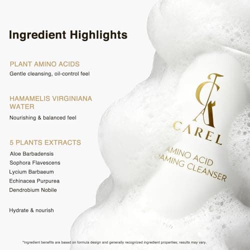 CA CAREL Face Cleanser Amino Acid Foaming Cleanser - Gentle Facial Cleansing Foam for All Skin Types - Thumbnail 4