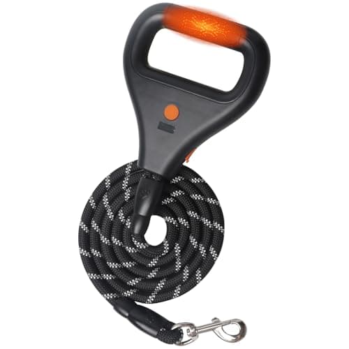 Rrechargeable Heated Dog Leash, Highly Reflective Threads Leash Rope with Rechargeable Hand Warmer for Medium Large Dogs, 1/2 inch - M - Image 1