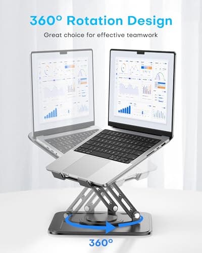 LOXP Adjustable Laptop Stand, Computer Stand with 360 Rotating Base, Ergonomic Laptop Riser Mount for Desk Foldable Protable Computer Desk Fits with MacBook Pro Air (10-16") - Black - Thumbnail 3