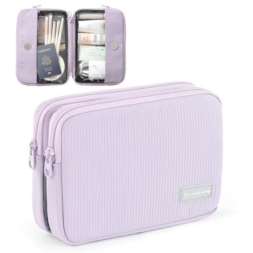 EPEDAL24 Preppy Makeup Bag, Rectangle Double Detachable Cosmetic Organizer, Clear Side Panel Portable Travel Pouches for In-Flight Essentials, Beauty & Tech Accessories, Gift for Women - Image 1
