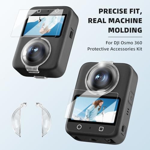 Flymile Lens Guard + 2 Pack Screen Protector for DJI Osmo 360, PC Lens Protector Cover HD Tempered Glass Film for Osmo 360 Protective Accessories Kit [Anti-Scratch] - Thumbnail 2