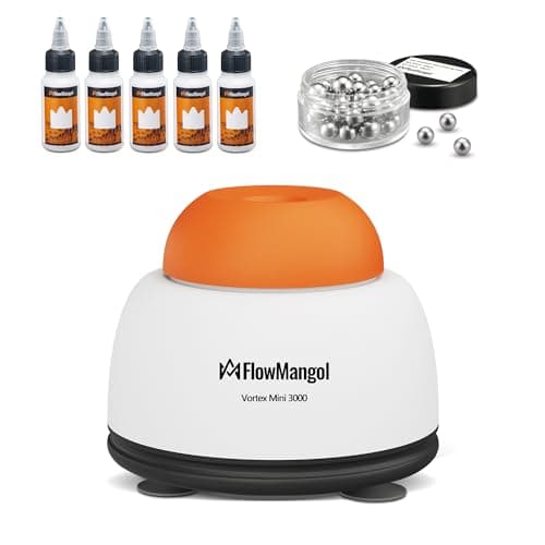 Flowmangol Vortex Mini 3000 Paint Shaker for Hobbies, Miniature Model Paint Mixer with Mixing Balls & Empty Dropper Bottles-30 ml also for Airbrush Acrylic Paint, Nail Gel Polish, Ink, Eyelash Glue