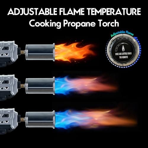 Powerful Propane Torch Gun, Adjustable Flame Thrower Gun, Kitchen Torch Culinary Torch Sous Vide, Weed Burner Torch, Charcoal Lighter, Gifts for Menr(Tank Not Included) (Silver) - Thumbnail 4