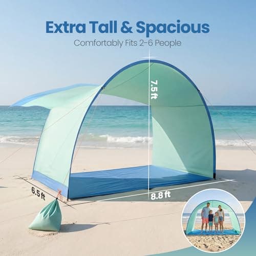 DOYXC Beach Shelter, Wind-Powered Beach Tent Sun Shelter with UPF50+ UV Protection, Lightweight & Portable Easy Setup Beach Canopy Sun Shade Tent for Family Outdoor Beach Camping & Picnic - Thumbnail 4