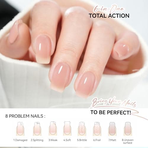 gelike ec Protein Nail Strengthener and Growth Polish: Nude Blush 15ml 6 in 1 Natural Nail Hardener Extra Strong and Growth - Nail Polish Hardener for Weak and Damaged Nails - Thumbnail 3