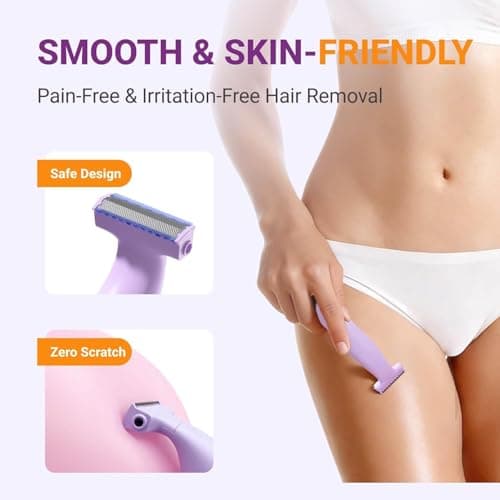UNIMIKO Bikini Trimmer for Women, 3-in-1 Painless Womens Electric Razors & Pubic Hair Trimmer, Waterproof Womens Shaver with Ceramic Blades, USB Rechargeable Lady Groomer for Legs Underarm Face Purple - Thumbnail 4
