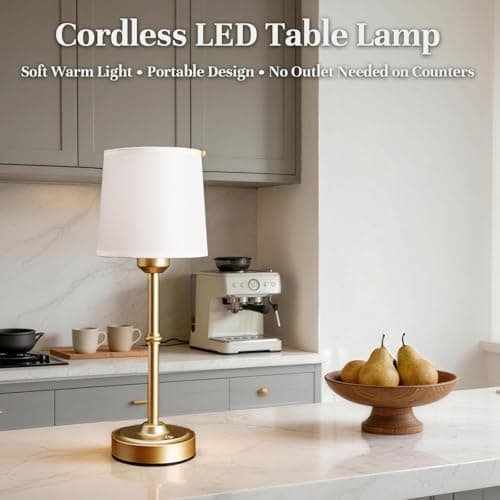 Cordless Table Lamp Rechargeable, Portable Battery Operated Light for Bedroom Living Room, 6000mAh Fabric Shade Desk Lamp 3000K Eye-Caring Home Decor for Dining Balcony Patio Counter Nightstand Hotel - Thumbnail 6