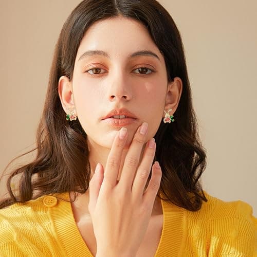 CUFELMU Easter Earrings Rabbit Carrot Stud Earrings Cute Crystal Earring - Thumbnail 3