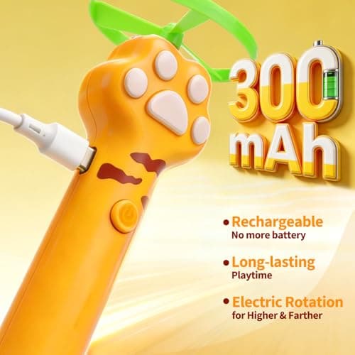 BABORUI Cat Toy Disc Launcher, Rechargeable Interactive Cat Fetch Toy Launcher with 8 Flying Discs, Flying Enrichment Toys for Indoor Bored Kittens & Adult Cats (Yellow) - Thumbnail 3