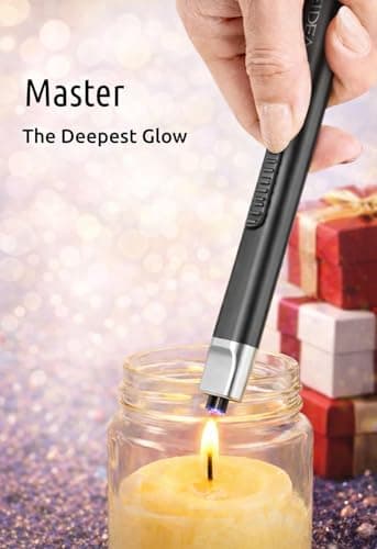 REIDEA Electric Lighter Gifts for Candle Lovers [Stocking Stuffers for Women & Men], Retractable Top Windproof Flameless USB Rechargeable Arc Safe for Adults, R1 Flat, Champagne Gold - Thumbnail 5