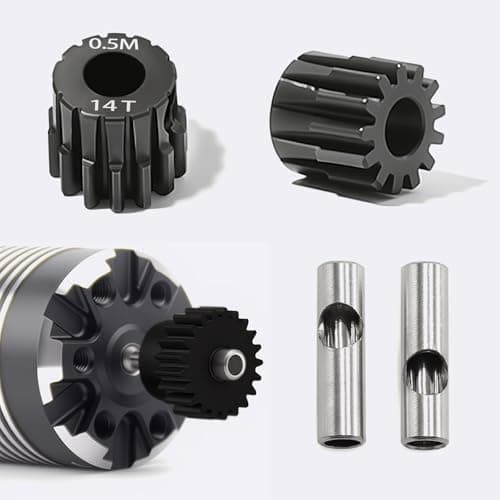 0.5M Pinion Gear 14T Hardened Steel 3.175mm Bore with 2.3mm Adapter, Precision Motor Gear for ARRMA 1/14 Typhon 1/16 Mojave 1/18 Granite, Losi 1/12, 0.5Mod Gear 13T-27T for HOBBYWING Motors - Thumbnail 4