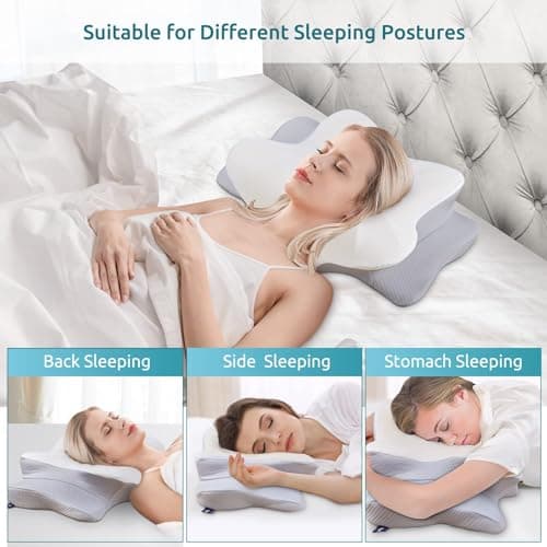 DONAMA Cervical Pillow for Neck and Shoulder,Contour Memory Foam Pillow,Ergonomic Neck Support Pillow for Side Back Stomach Sleepers with Pillowcase - Thumbnail 4