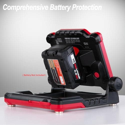 MASSNOVA 4000LM 25W Cordless Work Light, Compatible with Milwaukee,Dewalt and Makita 18-21V Power Battery, Magnetic Base, Portable Flood Light - Thumbnail 6
