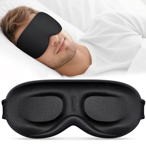 Vynix Sleep Mask for Men Women - 100% Blackout Eye Masks for Sleep - 3D Soft Sleeping Mask for Side Sleepers - Zero Pressure Lash Extensions Eye Cover Shade for Airplane Travel Essentials, Black - Image 1