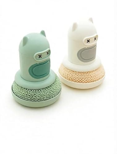 Dish Brush with Soap Dispenser, Cute Monster Ergonomic Non-Slip Handle, Replaceable Non-Scratch Scrubber Head, Built-in Drip Tray, Multi-Purpose Food-Safe Kitchen Cleaning Tool, 11cm/4.33in Tall,