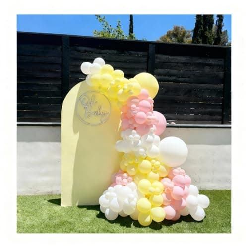 Pink and Yellow Balloons, 60Pcs 12 Inch Pastel Pink Light Pink Yellow Sand White Balloons for Baby Shower Bridal Shower Anniversary Wedding Bee Bear Themed Birthday Party Decorations - Thumbnail 5