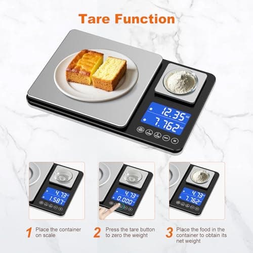 KUAIVO 0.001oz/33lbs Dual Platform Food Kitchen Scales Digital Weight Grams and Ounces, Two Precisions Kitchen Scale for Sourdough Bread, Baking and Cooking with 7 Units Tare, Accumulation Functions - Thumbnail 4