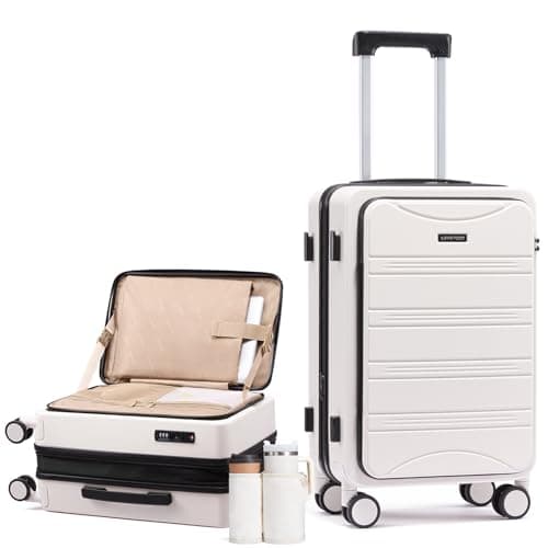 LOVEVOOK Carry On Luggage Airline Approved,20 Inch Expandable Hard Shell Suitcase with Spinner Wheels,Small Rolling Carry-on Suitcases with TSA Lock & Cup Holder - Image 1