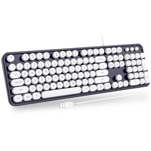 Atelus Computer Keyboards Wired, Full Size 104 Keys Typewriter Keyboard with Number Pad, Plug Play USB Keyboard for PC Laptop Desktop Windows (Dark Blue) - Image 1