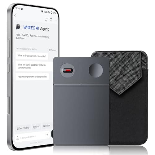 Voice Recorder w/AI Chat, Smart Transcription & Summary, App Control, 64GB Storage, Secure Cloud Sync, Supports 126+ Languages, MagSafe-Compatible, Ai Note Taker for Meetings & Interviews