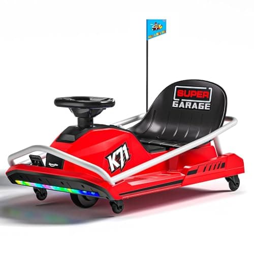KerryYoo 24V Drift Kart, Crazy Kart with 300W Brushless Motor, 12 mph, High/Low Speed Switch, 360° Drifting, Electric Go Kart for Kids Ages 6-12, 130 lbs Capacity - Red - Image 1
