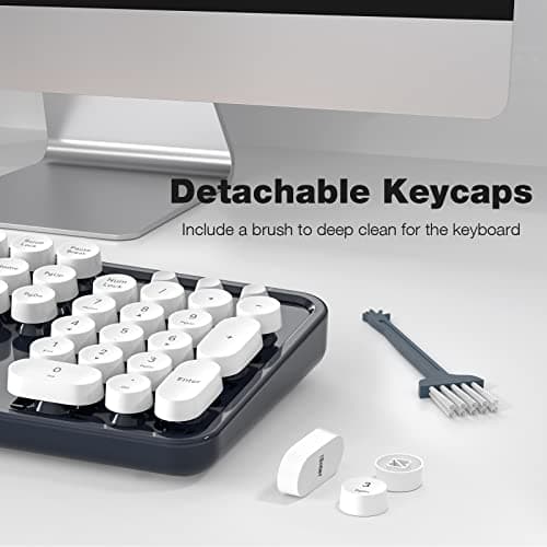 Dilter Wireless Keyboard and Mouse Combo, 104 Keys Full-Sized Typewriter Keyboards and Retro Mouse, 2.4 GHz USB Receiver Plug and Play, for Windows 7 8 10, PC, Laptop, Desktop (Dark Blue) - Thumbnail 6