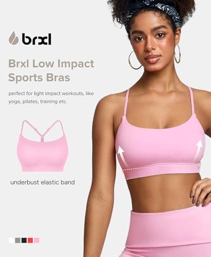 BRXL Womens Sports Bras Low Impact Padded Sports Bra Y Back Sport Bras Adjustable Straps Pink Sports Bra Pink XL - Thumbnail 4