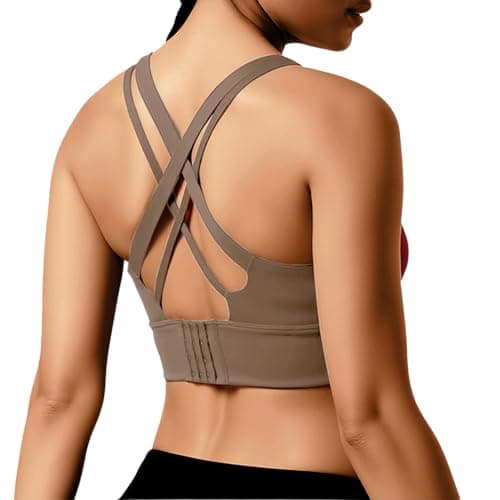 BaseTry High Impact Sports Bra for Women - Padded Seamless Support Bra for Yoga Gym Workout Fitness -High Support Running Bra (US, Alpha, Small, Regular, Regular, Mocha) - Thumbnail 5