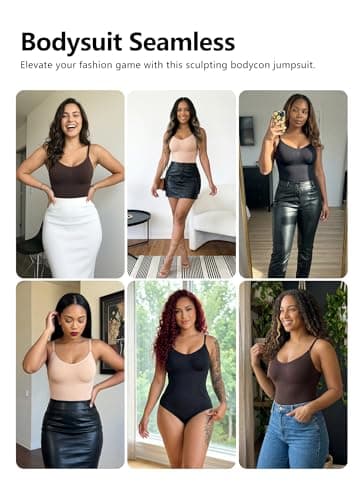 Xcutting Women's Shapewear Bodysuit Tummy Control Seamless Body Shaper Smooths & Lifts Waist Shaping Comfortable Everyday Wear Jumpsuit (Black Brief, Medium) - Thumbnail 5