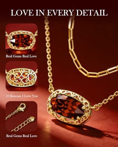 Anranyo 18K Dainty Gold Necklace, Red Birthstone Necklace, Layered Necklaces for Women Hypoallergenic, Non Tarnish, Minimalist, Birthday Day Gifts for Wife Daughter Sister Girlfriend - Thumbnail 5