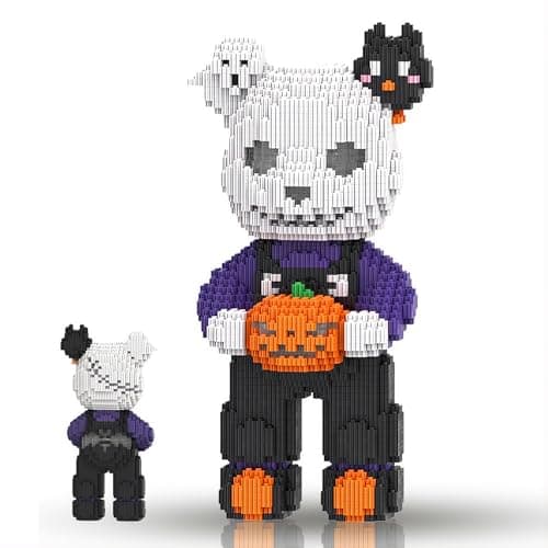 SehrKlug 12.6" Skull Bear Teddy Blocks Building Bricks Set for Adults, Ages 14+ - Collector-Edition DIY Craft Kit & Trend Decor for Office, Bedroom or Book Shelf - Relaxing Activity Gift, Birthdays