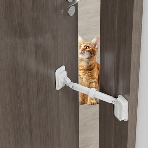 Bstsilver 2-Pack Child Proof Door Finger Pinch Guard, Baby Door Stopper& Door Latch, Adjustable Door Lever Handle for Pet Cat Dog Chicken Coop, Window Safety Locks for Toddlers, Easy Adhesive/Drill - Thumbnail 3