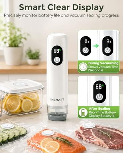 Compact Vacuum Sealer for Food (Vacuum Sealer Machine + 30 Reusable Vacuum Bags) Powerful Handheld Vacuum Sealer Machine, Seal Meal Saver, Portable Food Sealer - Thumbnail 4