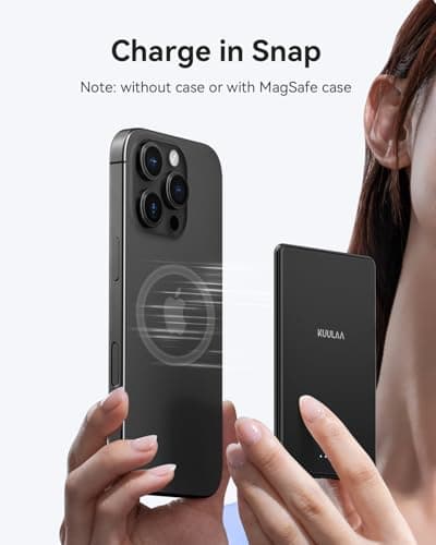 Kuulaa Power Bank Ultra Slim, 0.28 in MagSafe PowerBank 5000 mAh, PD20W Small Power Bank, Magnetic Wireless External Mobile Phone Batteries for iPhone 16 Pro/15/14/13/12 Series (Black) - Thumbnail 3