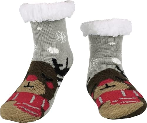 BenSorts Kids Girls Boys Slipper Socks Soft Warm Thick Cozy Fuzzy Anti-Slip Winter Thermal Christmas Socks Indoor 4 5 6 7 Years - Image 1