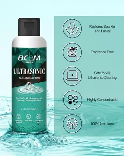 Ultrasonic Jewelry Cleaner Solution, Jewelry Cleaner Great for Use in All Ultrasound Machines, Eyeglass and Rings, Effective Cleaning Solution for Gold, Silver, Platinum, Diamonds, and Watch (8.5 oz) - Thumbnail 3