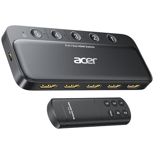 acer HDMI Switch 5 in 1 Out [4K@60Hz, HDMI 2.0, HDCP 2.3, HDR] Switcher with Remote, Supports DTS, Dolby, Work for PS5/Xbox/Switch/Roku/TV Stick/Projector - Image 1