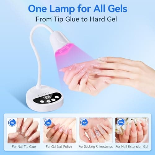 Makartt UV LED Nail Lamp: Portable Cordless 50 mW/cm² Flash Cure Nail Lamp for Gel X & Press-On Nails, Rechargeable USB Gooseneck Nail Dryer with Auto Sensor & 4 Timers for Gel Polish Travel Manicure - Thumbnail 4