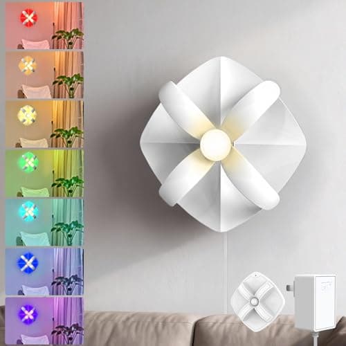 Honey Tour Dimmable Plug in Wall Sconces, Floral Mood LED Wall Light with Remote Control, 7 RGB Color Wall Light Sconces Wall Decor Gifts Mounted Lighting for Bedroom Living Room, Mother's Day - Thumbnail 2