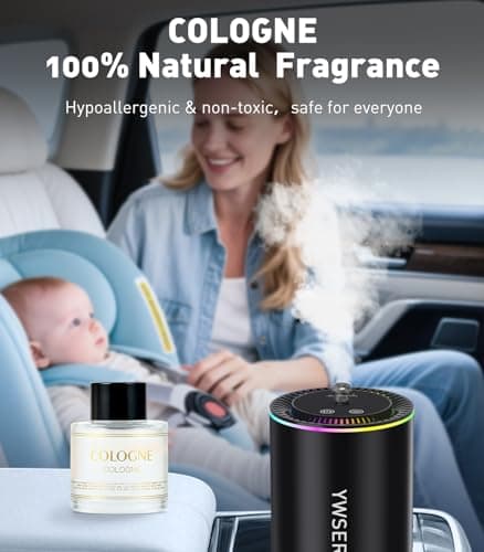 Smart Car Air Freshener, Car Air Freshener Diffuser with Starry Sky Projection and 50ml Perfume, Auto On/Off Intelligent, 3 Mode Adjustable Rechargeable Aroma Diffuser, Cologne - Thumbnail 5
