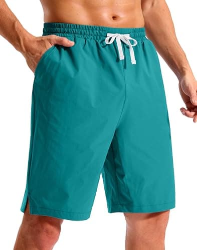Pudolla Men's Swim Trunks 9"/11" Quick Dry Board Shorts Bathing Suits Beach Shorts for Men with Pockets - No Liner(Lake Green 9 Inseam-4XL) - Image 1
