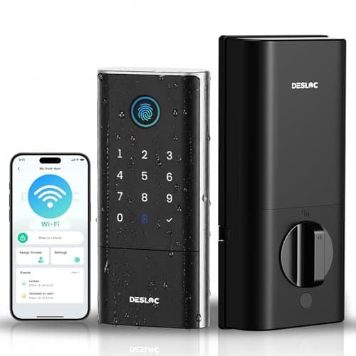 DESLOC Smart Lock K120 with GPT 3D Fingerprint, 15,000mAh Battery (Up to 13 Months), Keyless Entry Door Lock with Built-in WiFi, IP65 BHMA Grade 3 Deadbolt for Home, Rental & Airbnb, Black - Image 1
