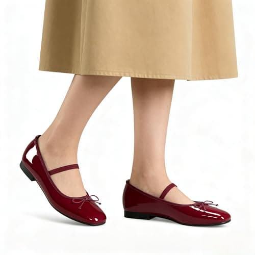 StillFancxy Ballet Flats with Bow Square Toe Ballerina Flats Slip on Bowknot Flat Shoes for Women Dressy Comfortable - Thumbnail 6