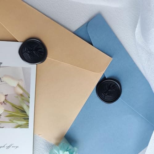 Pilloze 50Pcs Black Self-Adhesive Wax Seal Stickers - Wax Seal Perfect for Wedding Invitation or Envelope Good Adhesion and Easy to Use, Wedding Invitation Accessories - Thumbnail 5