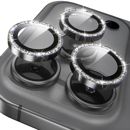 YWXTW Camera Lens Protector for iPhone 17 Pro/iPhone 17 Pro Max, [1 Step Installation Tray] Tempered Glass Screen Protector Metal Individual Camera Cover Accessories Case Friendly (Glitter Grey) - Image 1